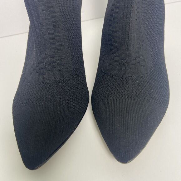 Lattice et Cie Black Knit Sock Booties Pointed Toe Stiletto Heels Sz 8 - Picture 4 of 11
